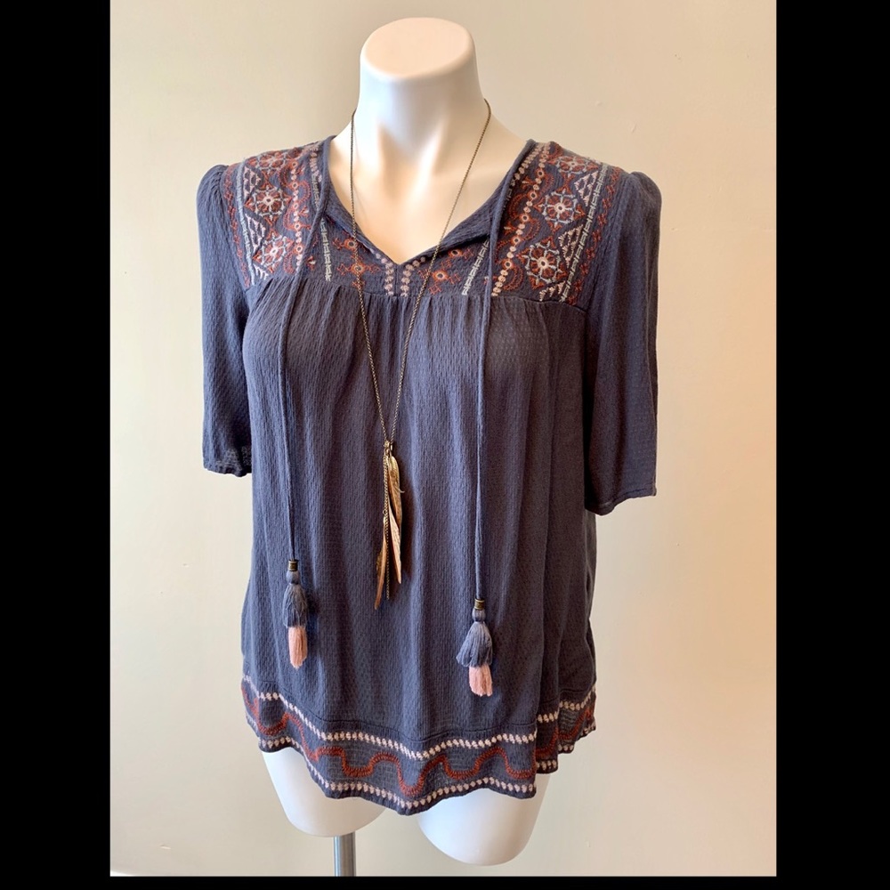 Blue Knit Blouse